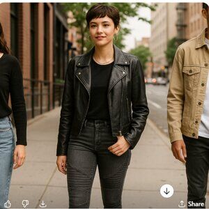 Simply Vera Vera Wang Black Moto Skinny Ribbed Moto Panel Jeans Sz 4 Biker Boho